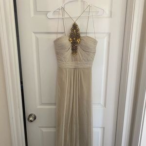 Aidan Mattox Gold Formal Maxi Prom Dress